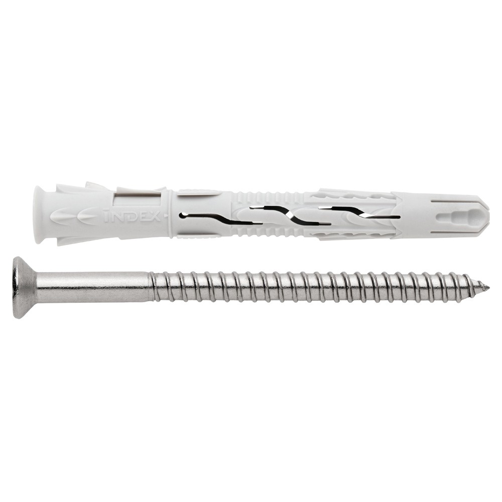 T-NUX A A4 [CP] Taco de nylon universal de alto rendimiento. Inoxidable A4. Cabeza avellanada. Huella TX. Homologado ETE